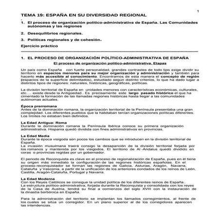 Tema 19 España en su diversidad regional