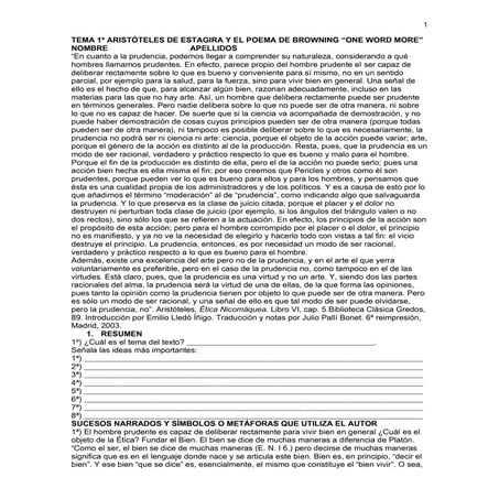 Tema 1º Aristóteles de Estagira y el poema de Browning One Word More
