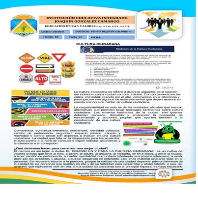 Grado décimo Taller 1 Cultura Ciudadana