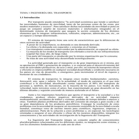 Tema 1 ingeniería del transporte