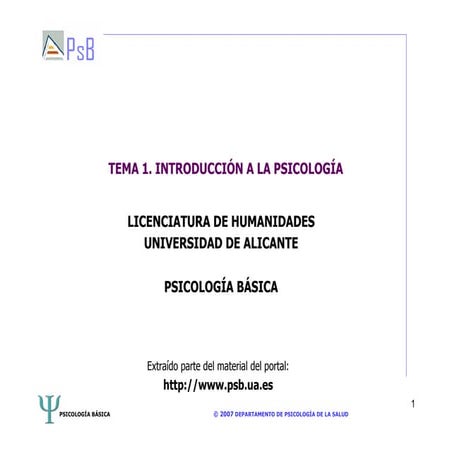 Tema 1 introduccion a la psicología | PDF