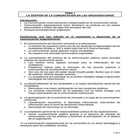 Tema 1 - La gestión de la comunicación en las organizaciones