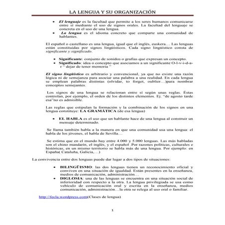 Tema1 la lengua y su organización. apuntes
