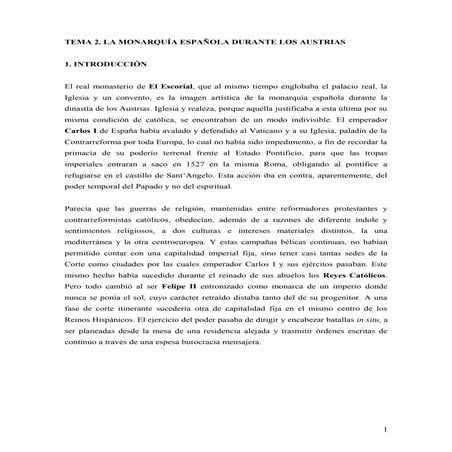 Tema 2. la monarquía española durante los austrias