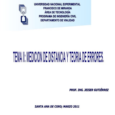 Tema 2. medicion de distancia y teoria de errores