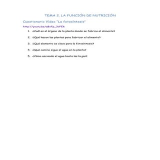  Cuestionario video la fotosíntesis