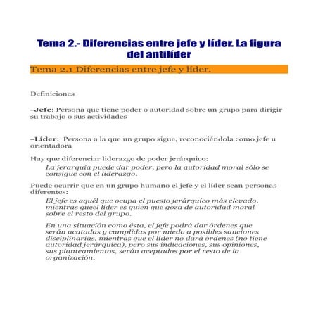 TEMA 03 - DIFERENCIAS ENTRE EL JEFE Y EL LIDER DURANTE LAS DIFERENTES ...