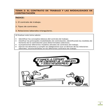Tema 2 el contrato de trabajo y las modalidades de contratación