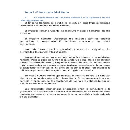 Tema 2 el inicio de la edad media