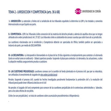 Tema 2 Jurisdiccion y competencia Derecho procesal civil | PPTX