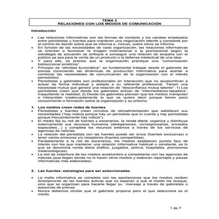 Relaciones con los medios de comunicación