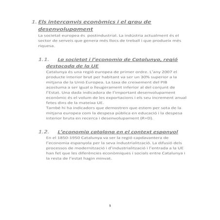 Catalunya i Espanya dins el món i la UE