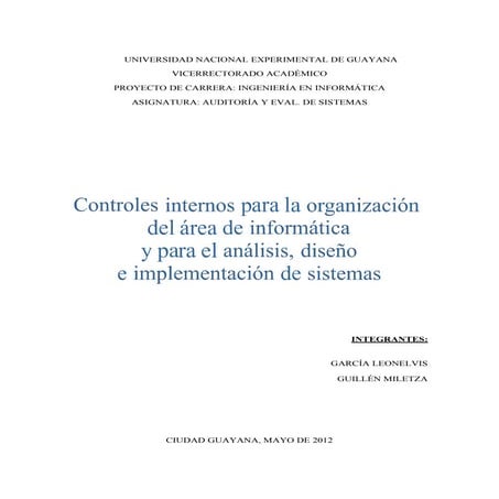 UNEG-AS 2012-Inf3: Control interno para la organización del área de informáti...