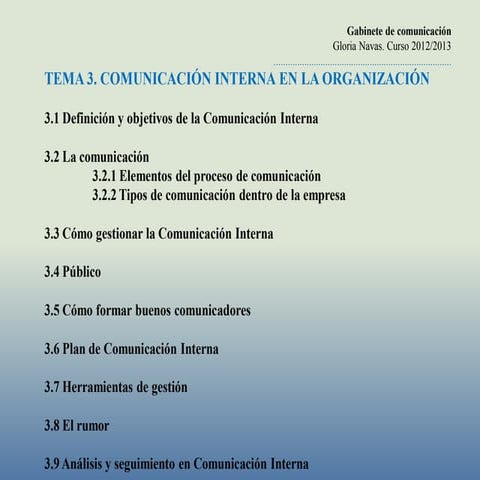 Tema 3: Comunicación Interna