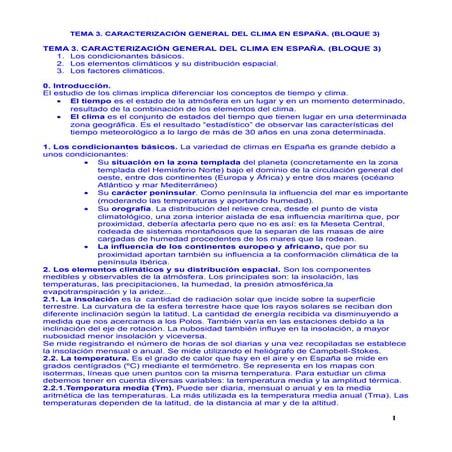 Caracterización general del clima en España