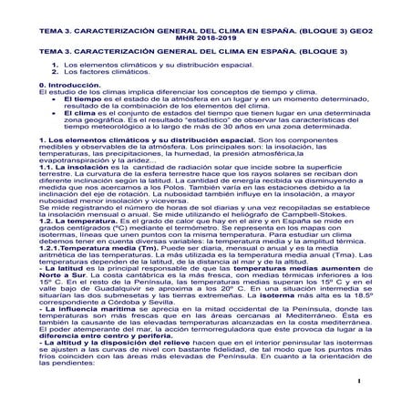 Caracterización general del clima en España