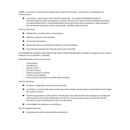 Tema 3.el tutor y la familia en educación infantil y primaria