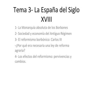 Tema 3  La España del siglo xviii