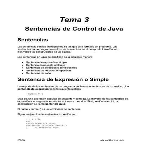 Tema 3   sentencias de control de java por gio