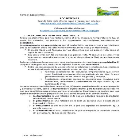 Tema 3 ecosistemas | PDF