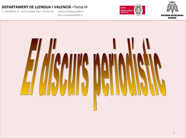 Tema 3  el discurs periodístic