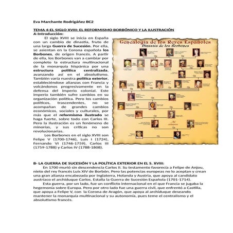 MINITEMA 4 (tema ilustrado). Siglo XVIII: El reformismo borbónico y la ilustr...