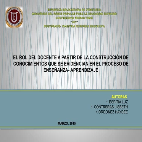 EL ROL DEL DOCENTE A PARTIR DE LA CONSTRUCCIÓN DE CONOCIMIENTOS QUE SE EVIDEN...