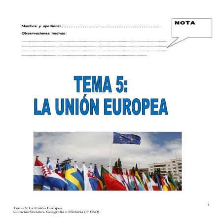 Tema 5 la unión europea - alumno | DOC