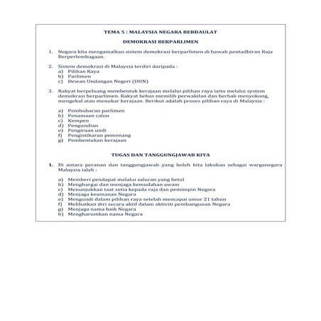 Nota Pend. Sivik & Kewarganegaraan Ting. 2 bagi Tema 5