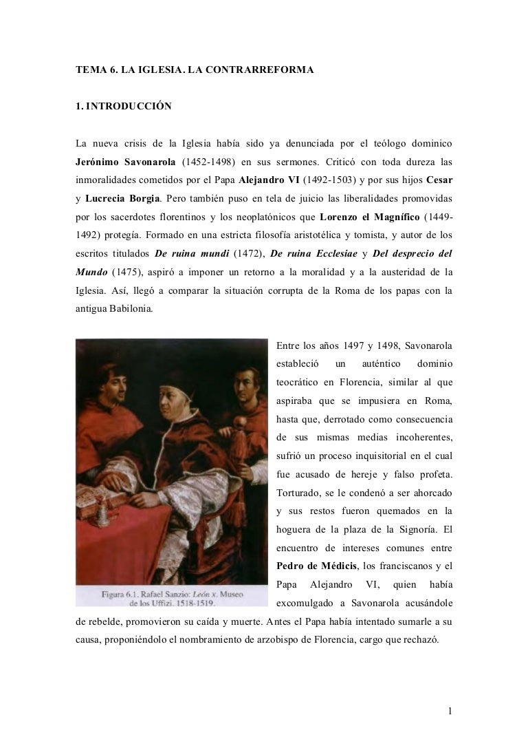 Tema 6 La Iglesia La Contrarreforma