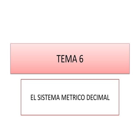 Tema 6. sistema métrico decimal