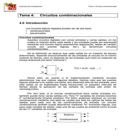 Tema 6 de electrónica digital: Circuitos combinacionales  