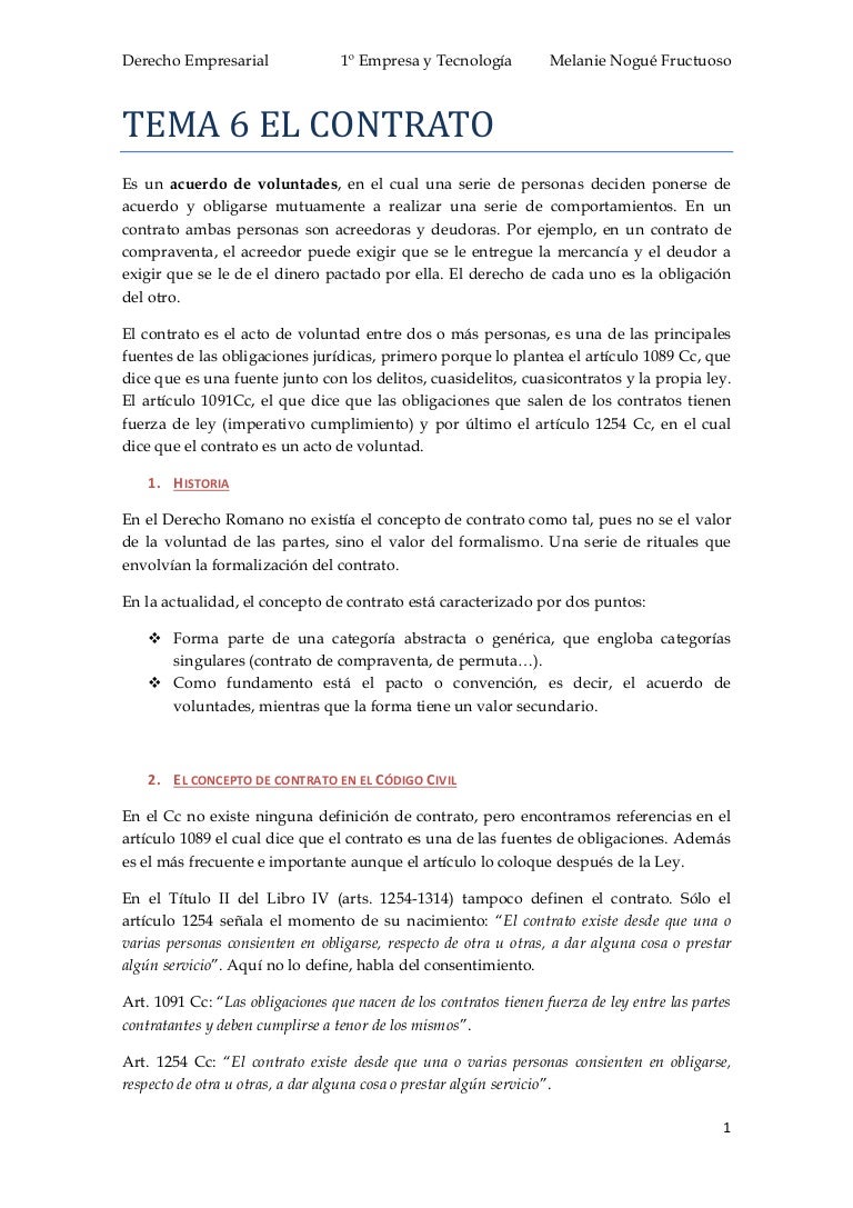 Derecho; el contrato