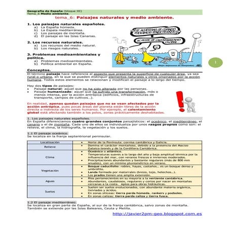 Paisajes naturales y problemas medioambientales