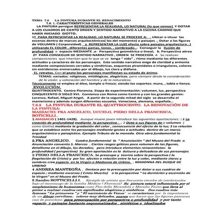 Tema 7.6 .RESUMEN PINTURA DEL RENACIMIENTO