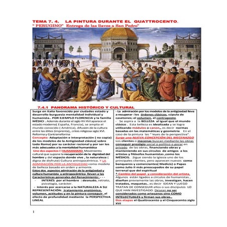 TEMA 7.4. PINTURA RENACIMIENTO . QUATTROCENTO | PDF