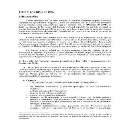 Tema 7.Guerra Colonial y Crisis de 1898