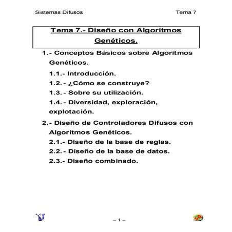 Tema 7 Aprendizaje De Sistemas Difusos Con Algoritmos GenéTicos