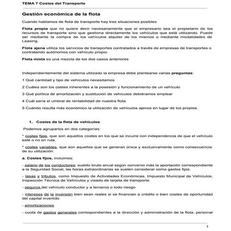 Tema 7 costes del transporte de mercancías