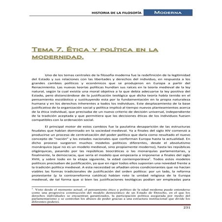 7. Ética politica modernas