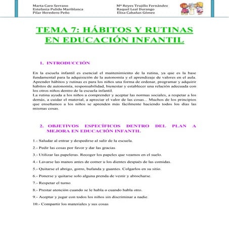 Tema 7 habitos y rutinas en ei