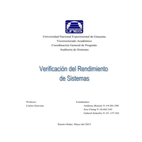 UNEG-AS 2012-Inf8: Verificación del rendimiento de sistemas