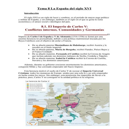 Tema 8.Puntos 8.1 y 8.2 La España del siglo XVI.
