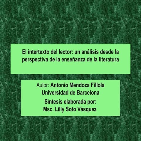 Tema 9 El Intertexto Del Lector | PPT