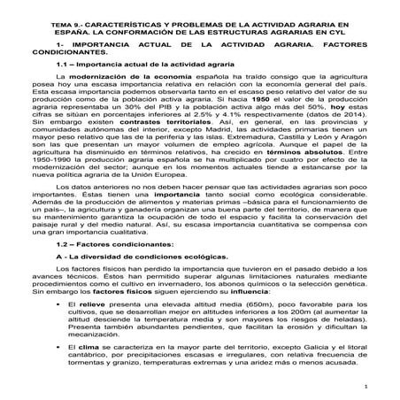 Tema 9 - LA ACTIVIDAD AGRARIA EN ESPAÑA Y CYL
