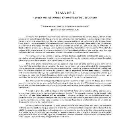 CICLASUR 2016 - Tema 3: "Teresa de Los Andes, enamorada de Jesucristo"