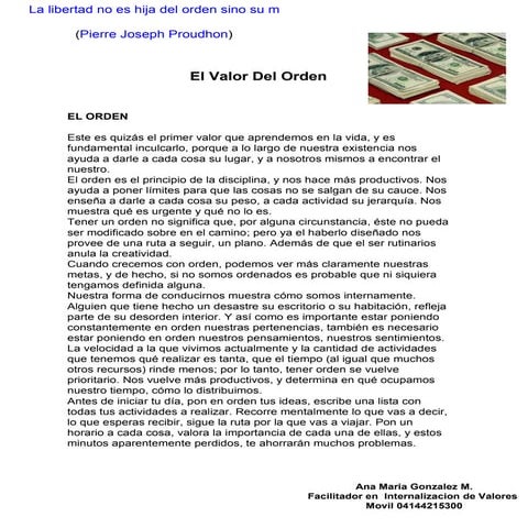 El valor del orden