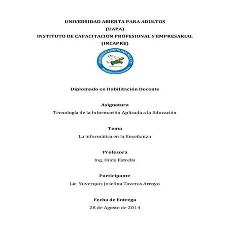Tema ii ensayo la informatica en la enseñanza.