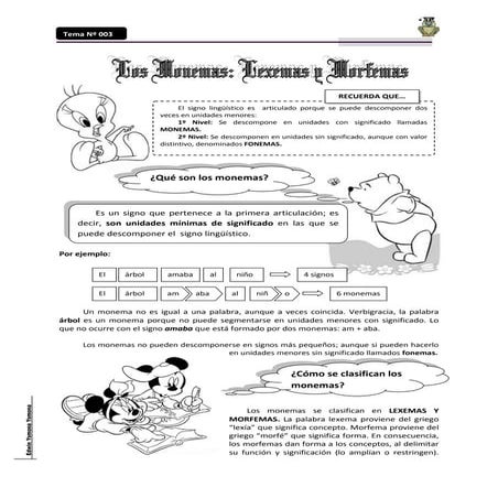 Tema Nº 003   Lexema y morfemas