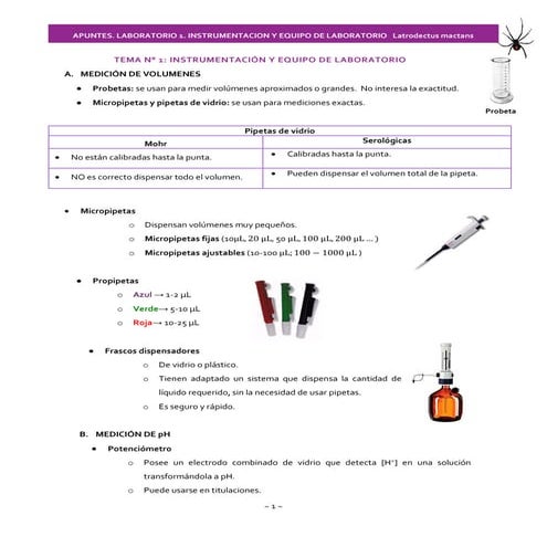 Tema n° 1 Instrumentación y equipo de laboratorio